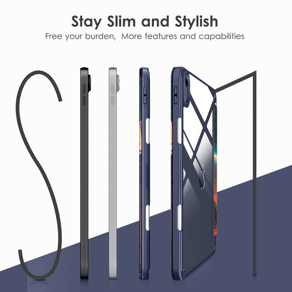 DTTOCASE iPad 10th Generation Case 2022, iPad 10.9 Inch Case with Clear Transparent Back and TPU Shockproof Frame Cover [Built-in Pencil Holder, Support Auto Sleep/Wake] -Black