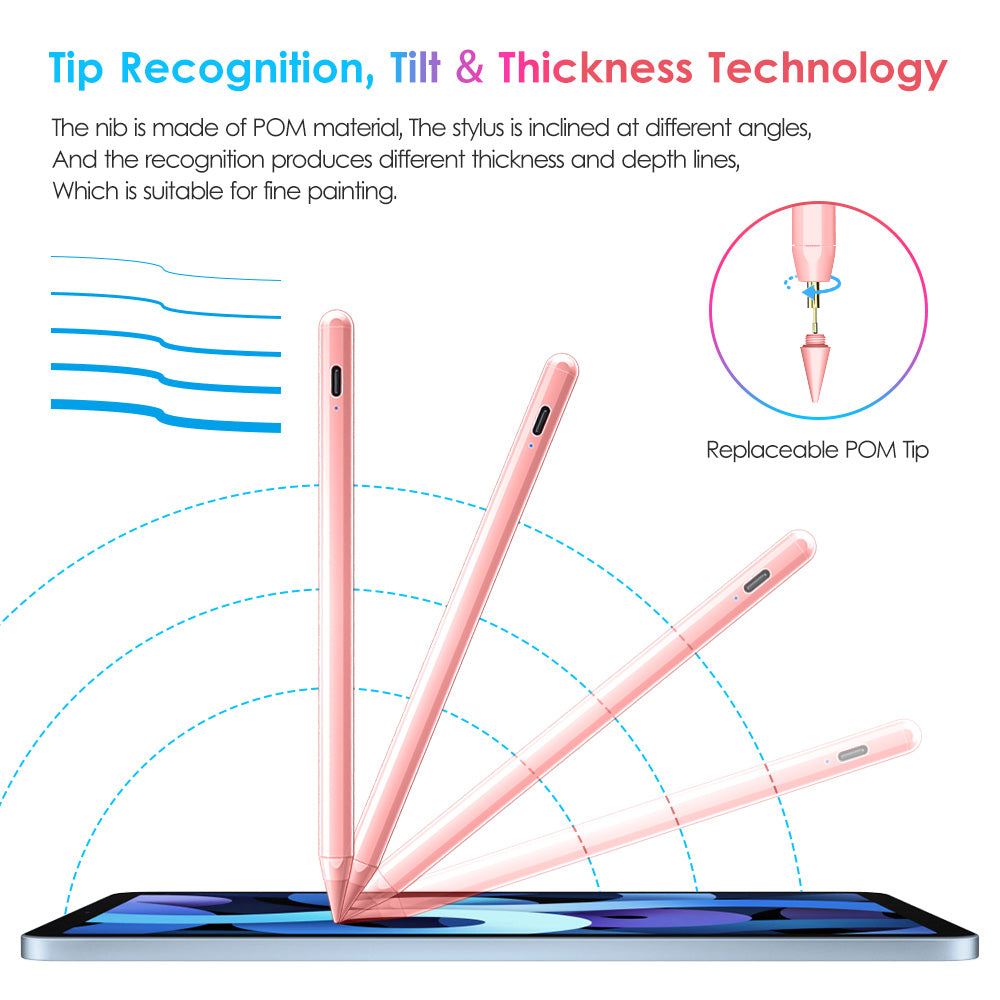 DTTO Stylus Pen for Apple iPad 10th/9th/8th/7th/6th Generation, Pro 11 Inch, Pro 12.9 Inch 6th/5th/4th/3th Gen, Mini 6th/5th Gen, iPad Air 5th/4th/3rd Gen, Palm Rejection, Light Blue