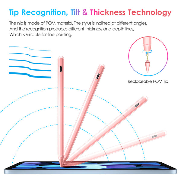 DTTO Stylus Pen for Apple iPad 10th/9th/8th/7th/6th Generation, Pro 11 Inch, Pro 12.9 Inch 6th/5th/4th/3th Gen, Mini 6th/5th Gen, iPad Air 5th/4th/3rd Gen, Palm Rejection, Light Blue