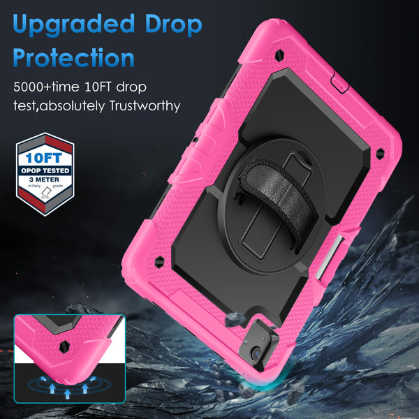 DTTO for iPad Air 5th/4th Generation Case 2022/2020 with Screen Protector& Pencil Holder, Heavy Duty Silicone Shockproof Protective +360 Rotating Hand Strap +Stand, for iPad Air 5th/4th & Pro 11-Black