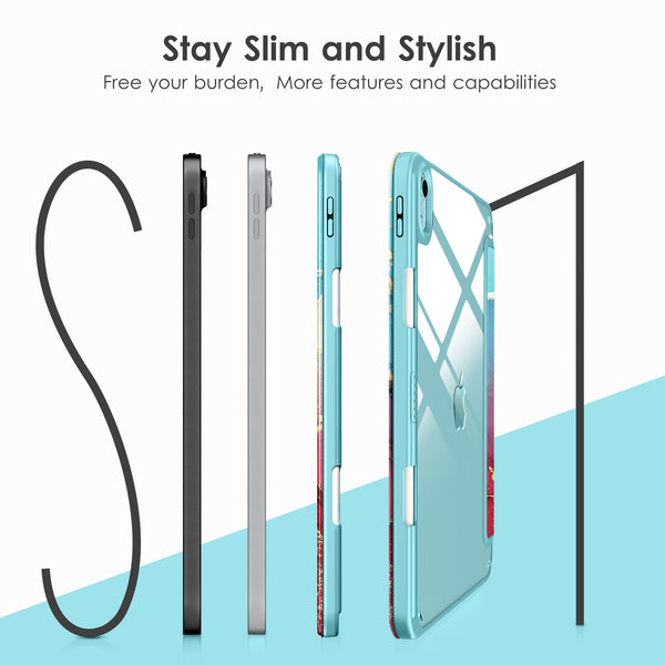 DTTOCASE iPad 10th Generation Case 2022, iPad 10.9 Inch Case with Clear Transparent Back and TPU Shockproof Frame Cover [Built-in Pencil Holder, Support Auto Sleep/Wake] -Watermelon