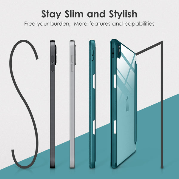 DTTOCASE iPad Pro 12.9 Case 6th / 5th / 4th / 3rd Generation 2022/2021 / 2020/2018,12.9 inch Clear Back Cover[Built-in Pencil Holder,Auto Sleep/Wake,Camera Protection] for iPad Pro-Blue Purple