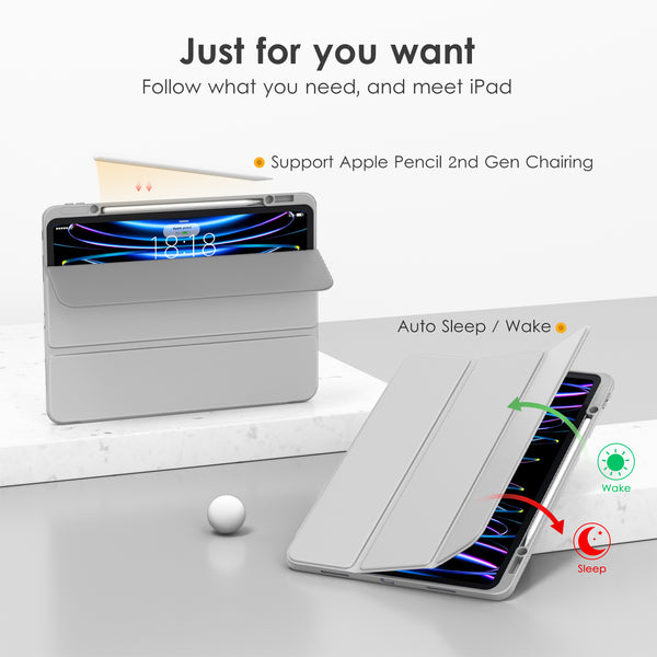 VIKESI iPad Pro 12.9 Smooth Matte Case with Pencil Holder and Camera Protector for iPad Pro 12.9 inch 6th / 5th / 4th / 3rd Generation Released in 2022/2021 / 2020/2018 - Light Blue