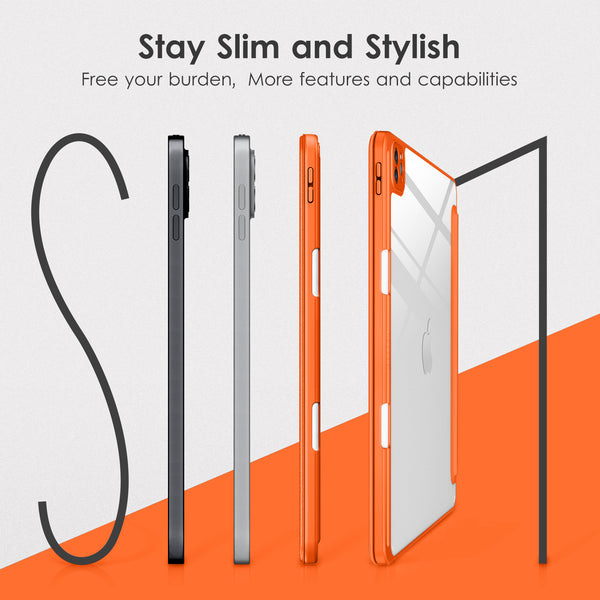 DTTOCASE for iPad Air Case 5th / 4th Generation 10.9 Inch (2022/2020),iPad Pro 11 Inch Case with Transparent Shockproof Back Cover[Built-in Pencil Holder,Auto Sleep/Wake,Camera Protection]-Blue Purple