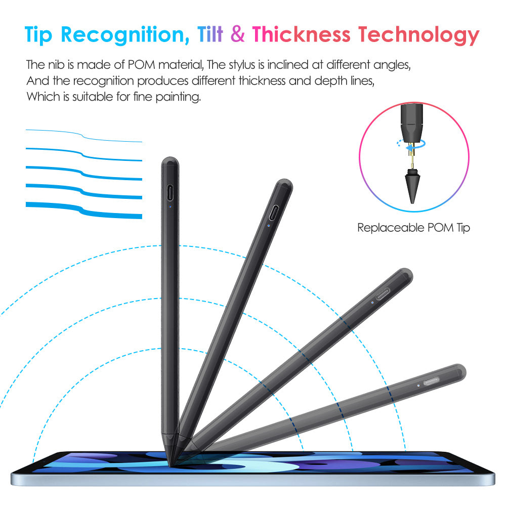 DTTO Stylus Pen for Apple iPad 10th/9th/8th/7th/6th Generation, Pro 11 Inch, Pro 12.9 Inch 6th/5th/4th/3th Gen, Mini 6th/5th Gen, iPad Air 5th/4th/3rd Gen, Palm Rejection, Light Blue