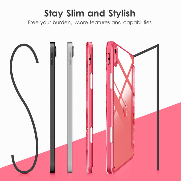 DTTOCASE iPad 10th Generation Case 2022, iPad 10.9 Inch Case with Clear Transparent Back and TPU Shockproof Frame Cover [Built-in Pencil Holder, Support Auto Sleep/Wake] -Black