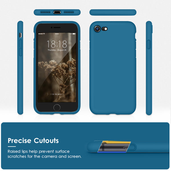 DTTOCASE for iPhone SE Case 2022/2020, iPhone 8 Case, iPhone 7 Case, Liquid Silicone Phone Case for iPhone SE 8 7 4.7 Inch, Colorful Silky-Soft Protective Cover for Girls Boys, and Women,Navy Blue