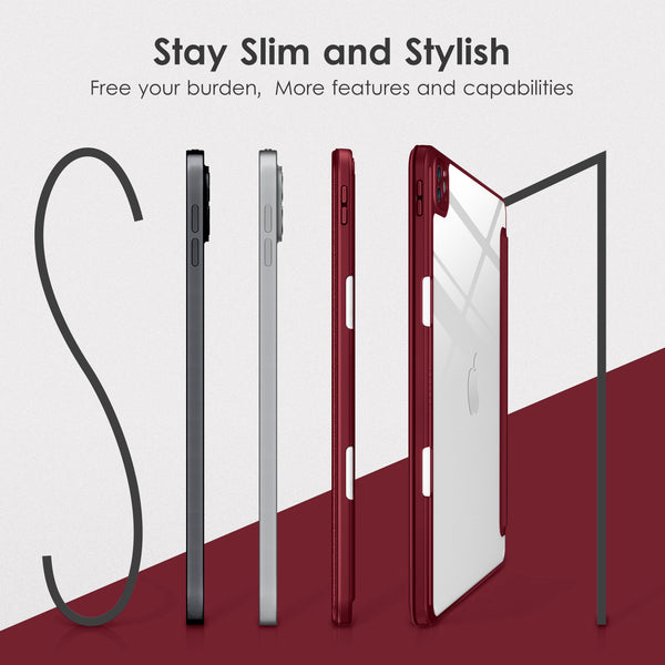 DTTOCASE for iPad Air Case 5th / 4th Generation 10.9 Inch (2022/2020),iPad Pro 11 Inch Case with Transparent Shockproof Back Cover[Built-in Pencil Holder,Auto Sleep/Wake,Camera Protection]-Blue Purple