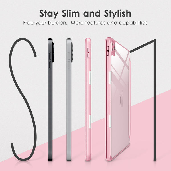 DTTOCASE iPad Pro 12.9 Case 6th / 5th / 4th / 3rd Generation 2022/2021 / 2020/2018,12.9 inch Clear Back Cover[Built-in Pencil Holder,Auto Sleep/Wake,Camera Protection] for iPad Pro-Blue Purple