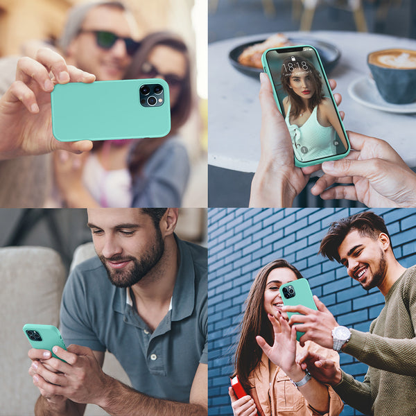 DTTO Compatible with iPhone 12/12 Pro Case,Shockproof Silicone [Romance Series] Cover [Enhanced Camera and Screen Protection] with Honeycomb Grid Cushion for iPhone 12 6.1” 2020,Midnight Green