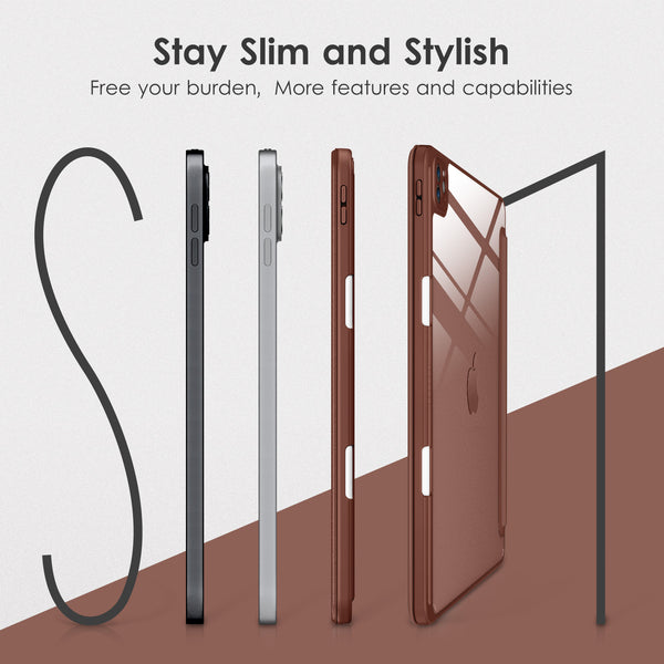 DTTOCASE iPad Pro 12.9 Case 6th / 5th / 4th / 3rd Generation 2022/2021 / 2020/2018,12.9 inch Clear Back Cover[Built-in Pencil Holder,Auto Sleep/Wake,Camera Protection] for iPad Pro-Blue Purple