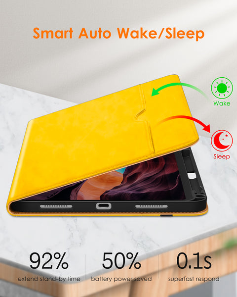 DTTO iPad 10th Generation Case 10.9 Inch 2022, Premium Leather Business Folio Stand Cover with Pencil Holder - Auto Wake/Sleep and Multiple Viewing Angles, Brown