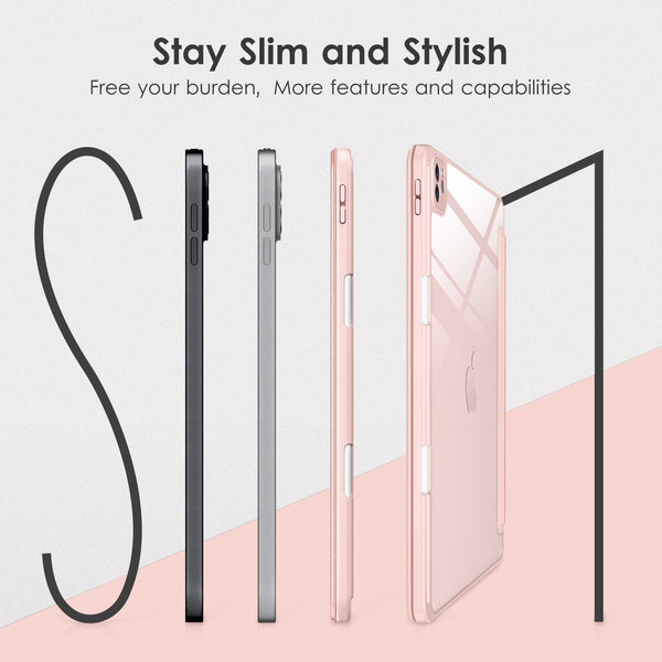 DTTOCASE for iPad Air Case 5th / 4th Generation 10.9 Inch (2022/2020),iPad Pro 11 Inch Case with Transparent Shockproof Back Cover[Built-in Pencil Holder,Auto Sleep/Wake,Camera Protection]-Blue Purple