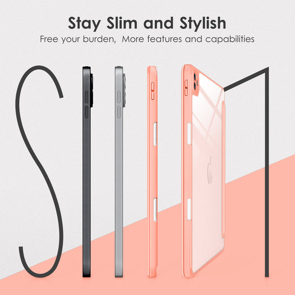 DTTOCASE for iPad Air Case 5th / 4th Generation 10.9 Inch (2022/2020),iPad Pro 11 Inch Case with Transparent Shockproof Back Cover[Built-in Pencil Holder,Auto Sleep/Wake,Camera Protection]-Blue Purple