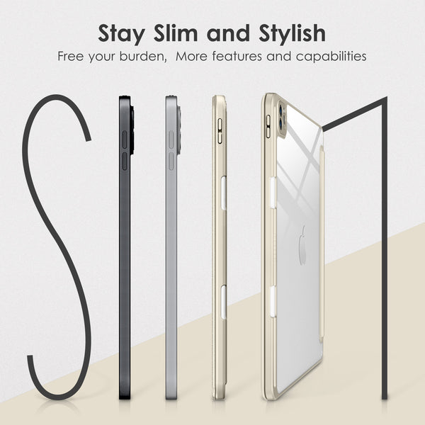 DTTOCASE iPad Pro 12.9 Case 6th / 5th / 4th / 3rd Generation 2022/2021 / 2020/2018,12.9 inch Clear Back Cover[Built-in Pencil Holder,Auto Sleep/Wake,Camera Protection] for iPad Pro-Blue Purple