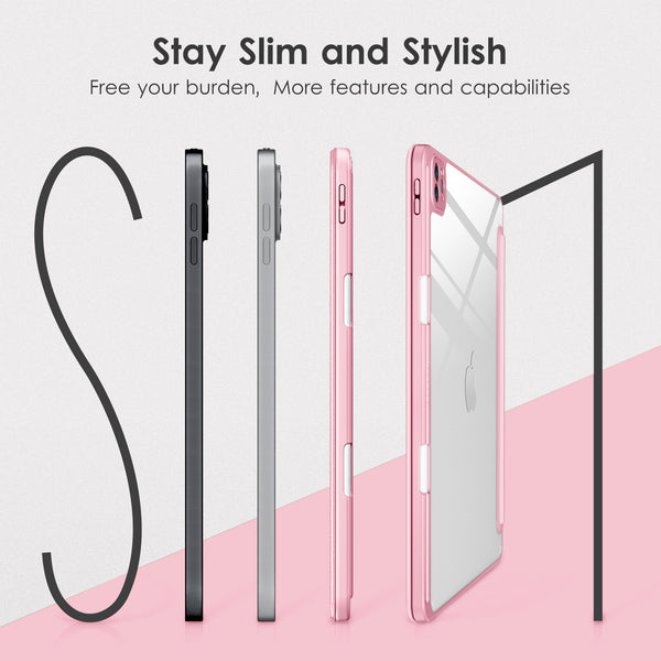 DTTOCASE for iPad Air Case 5th / 4th Generation 10.9 Inch (2022/2020),iPad Pro 11 Inch Case with Transparent Shockproof Back Cover[Built-in Pencil Holder,Auto Sleep/Wake,Camera Protection]-Blue Purple