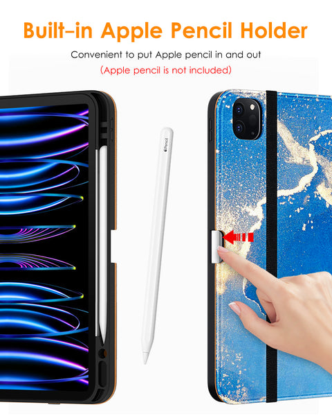 DTTO iPad Pro 12.9 6th / 5th / 4th / 3rd Generation Case 2022/2021/2020/2018, Premium Leather Folio Stand Cover with Built-in Apple Pencil Holder -Auto Wake/Sleep and Multi Viewing Angles,Brown