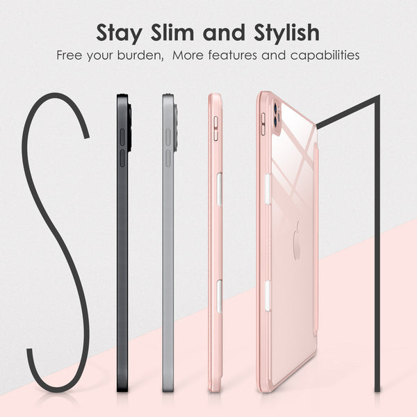 DTTOCASE iPad Pro 12.9 Case 6th / 5th / 4th / 3rd Generation 2022/2021 / 2020/2018,12.9 inch Clear Back Cover[Built-in Pencil Holder,Auto Sleep/Wake,Camera Protection] for iPad Pro-Blue Purple