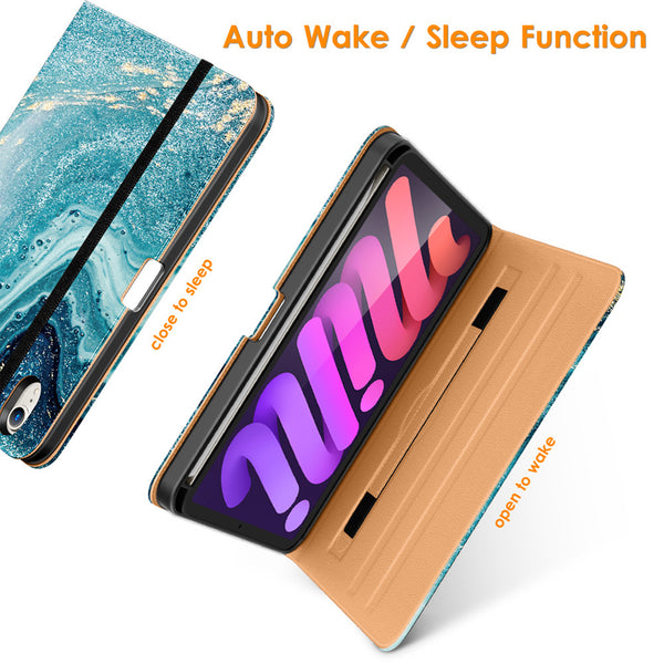 DTTO New iPad Mini 6th Generation Case 8.3 Inch 2021, Premium Leather Business Folio Stand Cover with Built-in Apple Pencil Holder-Auto Wake/Sleep and Multiple Viewing Angles-Black