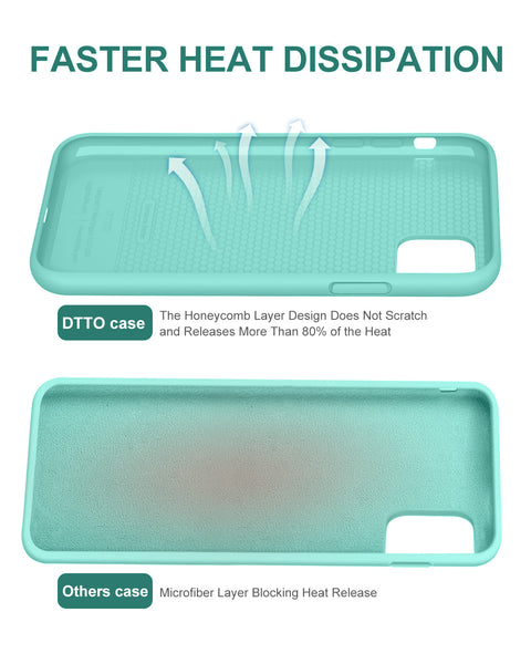 DTTO Compatible with iPhone 11 Case, [Romance Series] Full Covered Silicone Cover [Enhanced Camera and Screen Protection] with Honeycomb Grid Pattern Cushion for iPhone 11 6.1” 2019, Mint Green