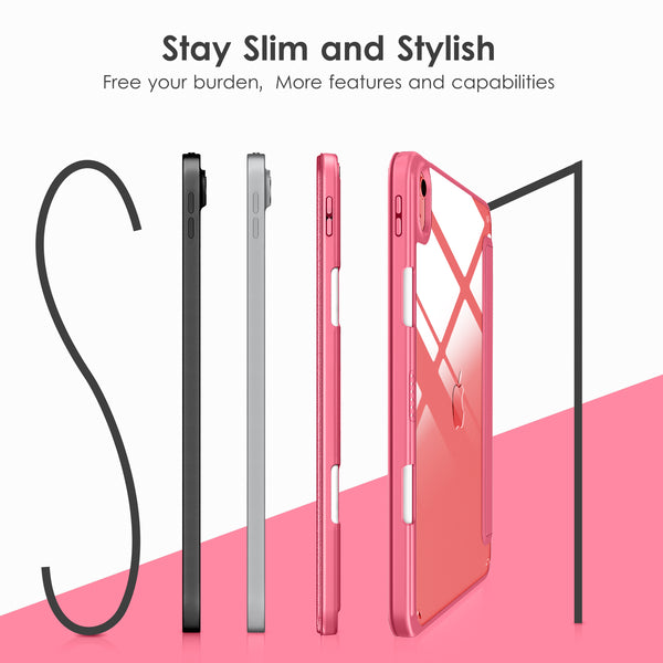 DTTOCASE iPad 10th Generation Case 2022, iPad 10.9 Inch Case with Clear Transparent Back and TPU Shockproof Frame Cover [Built-in Pencil Holder, Support Auto Sleep/Wake] -Watermelon