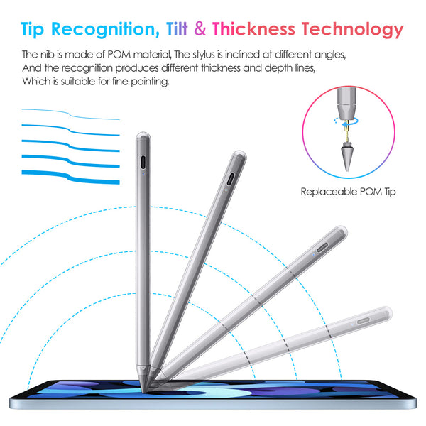 DTTO Stylus Pen for Apple iPad 10th/9th/8th/7th/6th Generation, Pro 11 Inch, Pro 12.9 Inch 6th/5th/4th/3th Gen, Mini 6th/5th Gen, iPad Air 5th/4th/3rd Gen, Palm Rejection, Light Blue