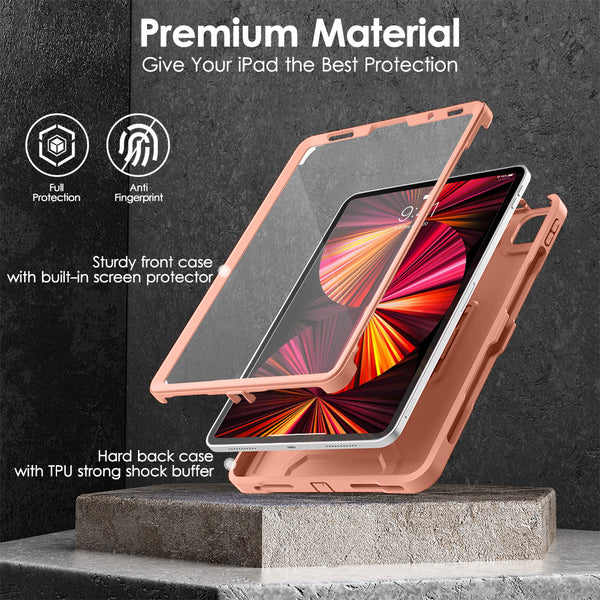 DTTO New iPad Pro 11 inch Case 2022(4th Gen)/2021(3rd Gen), [Screen Protector] Dual Layer Full Body Protection Cover with Pencil Holder, Also Fit iPad Pro 11’’ 2020&2018/iPad Air 5/Air 4 - Black