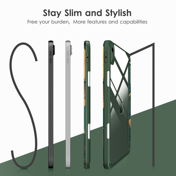 DTTOCASE iPad 10th Generation Case 2022, iPad 10.9 Inch Case with Clear Transparent Back and TPU Shockproof Frame Cover [Built-in Pencil Holder, Support Auto Sleep/Wake] -Black