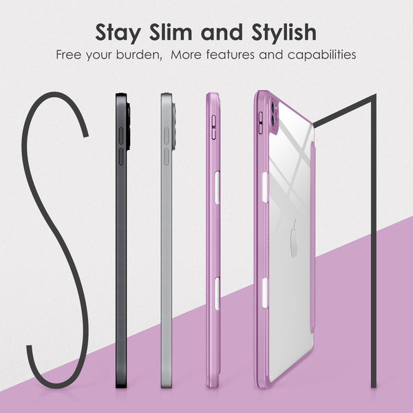 DTTOCASE for iPad Air Case 5th / 4th Generation 10.9 Inch (2022/2020),iPad Pro 11 Inch Case with Transparent Shockproof Back Cover[Built-in Pencil Holder,Auto Sleep/Wake,Camera Protection]-Blue Purple