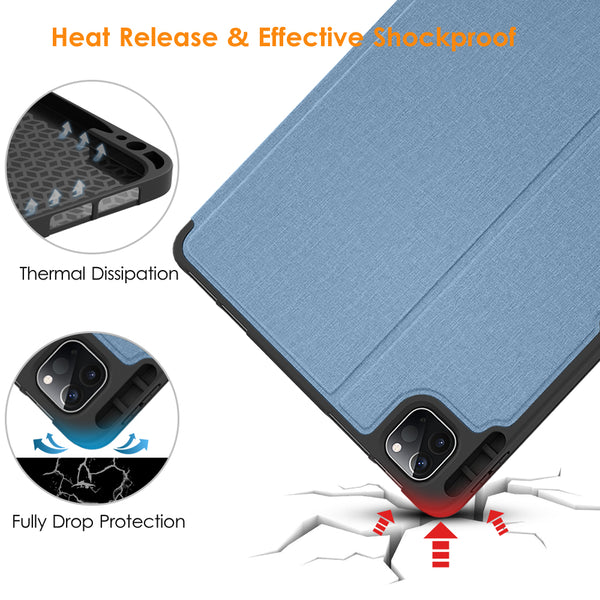 DTTO Case for iPad Pro 11 inch 4th/3rd/2nd/1st Generation 2022/2021/2020/2018-[Auto Wake/Sleep +Apple Pencil Charging +Full Body Protection], Soft TPU Back Cover-Also Fit iPad Air 5/4th Gen, Black