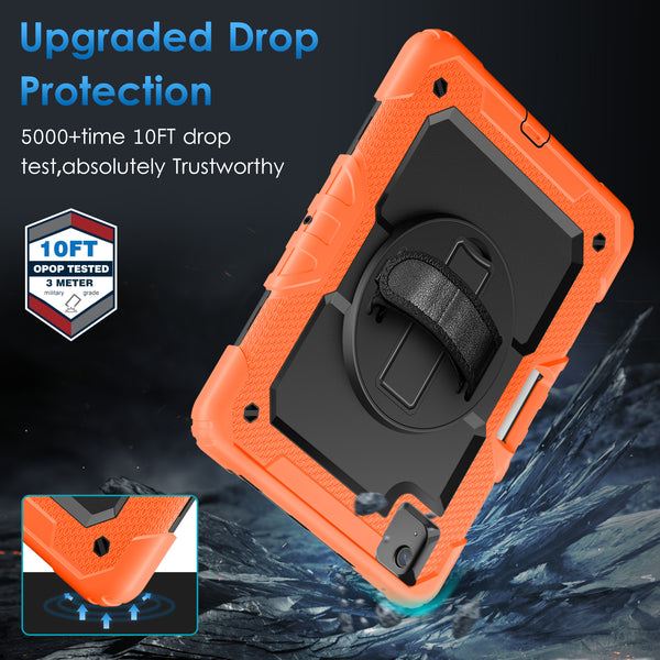 DTTO for iPad Air 5th/4th Generation Case 2022/2020 with Screen Protector& Pencil Holder, Heavy Duty Silicone Shockproof Protective +360 Rotating Hand Strap +Stand, for iPad Air 5th/4th & Pro 11-Black