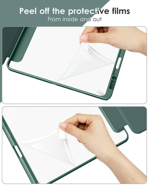 DTTOCASE iPad Pro 12.9 Case 6th / 5th / 4th / 3rd Generation 2022/2021 / 2020/2018,12.9 inch Clear Back Cover[Built-in Pencil Holder,Auto Sleep/Wake,Camera Protection] for iPad Pro-Blue Purple