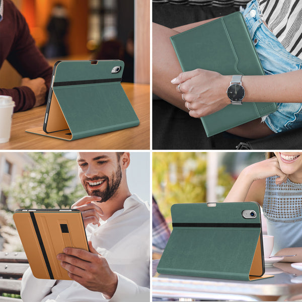 DTTO iPad Air 5th Generation Case (2022) / iPad Air 4th Generation Case (2020) 10.9 Inch, Premium Leather Business Folio Stand Cover with Pencil Holder [2nd Pencil Charging] for iPad Air 5/4, Brown