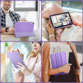 DTTO for iPad Mini 6 Case 2021, Premium Silk Pattern Slim Trifold Stand Cover[Support 2nd Gen Apple Pencil Charging] - Smart Auto Wake/Sleep Shell with Protective Hard Back(8.3 inch), Violets