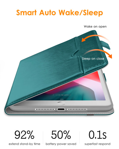 DTTO for iPad 9.7 Inch 5th/6th Generation 2018/2017 Case with Apple Pencil Holder, Premium Leather Folio Stand Cover Case for Apple iPad 9.7 inch, Also Fit iPad Pro 9.7/Air 2/Air - Black