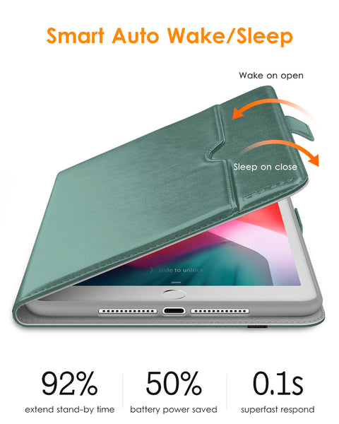 DTTO for iPad 9.7 Inch 5th/6th Generation 2018/2017 Case with Apple Pencil Holder, Premium Leather Folio Stand Cover Case for Apple iPad 9.7 inch, Also Fit iPad Pro 9.7/Air 2/Air - Black