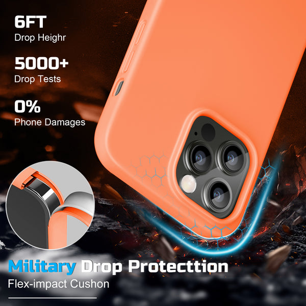 DTTO Compatible with iPhone 14 Pro Max Case, Ultra Slim Soft Premium Liquid Silicone [Military Grade Drop Protection] Full-Body Protective Bumper Phone Case for iPhone 14 Pro Max 6.7"(2022)- Orange