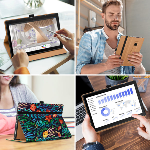 DTTO for Samsung Galaxy Tab A8 10.5 inch Case 2022, Premium Leather Business Folio Stand Cover with Built-in Hand Strap for Samsung Galaxy Tab A8 10.5’’ 2022 Model [SM-X200/X205/X207], Black