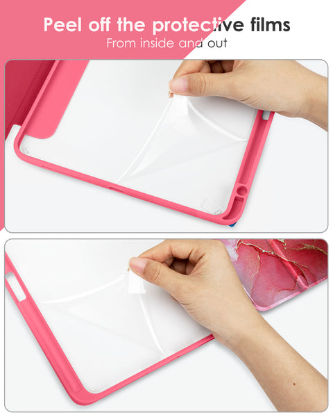 DTTOCASE for iPad Air Case 5th / 4th Generation 10.9 Inch (2022/2020),iPad Pro 11 Inch Case with Transparent Shockproof Back Cover[Built-in Pencil Holder,Auto Sleep/Wake,Camera Protection]-Blue Purple