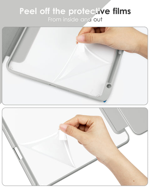 DTTOCASE for iPad Air Case 5th / 4th Generation 10.9 Inch (2022/2020),iPad Pro 11 Inch Case with Transparent Shockproof Back Cover[Built-in Pencil Holder,Auto Sleep/Wake,Camera Protection]-Blue Purple