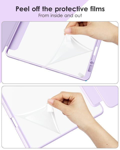 DTTOCASE iPad Pro 12.9 Case 6th / 5th / 4th / 3rd Generation 2022/2021 / 2020/2018,12.9 inch Clear Back Cover[Built-in Pencil Holder,Auto Sleep/Wake,Camera Protection] for iPad Pro-Blue Purple