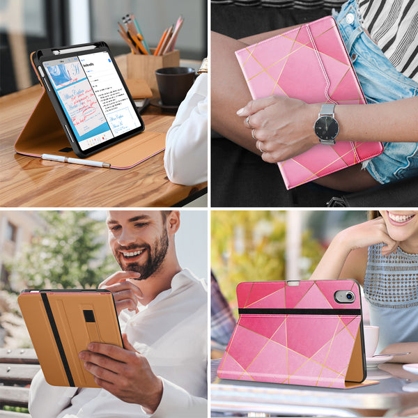 DTTO iPad 10th Generation Case 10.9 Inch 2022, Premium Leather Business Folio Stand Cover with Pencil Holder - Auto Wake/Sleep and Multiple Viewing Angles, Brown