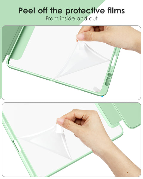 DTTOCASE iPad Pro 12.9 Case 6th / 5th / 4th / 3rd Generation 2022/2021 / 2020/2018,12.9 inch Clear Back Cover[Built-in Pencil Holder,Auto Sleep/Wake,Camera Protection] for iPad Pro-Blue Purple