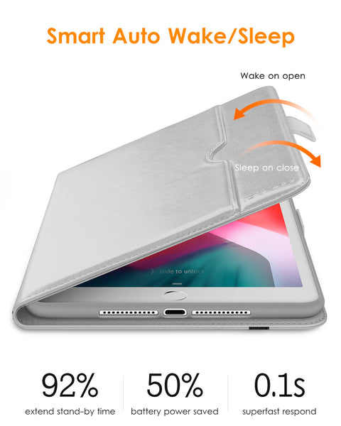 DTTO for iPad 9.7 Inch 5th/6th Generation 2018/2017 Case with Apple Pencil Holder, Premium Leather Folio Stand Cover Case for Apple iPad 9.7 inch, Also Fit iPad Pro 9.7/Air 2/Air - Black