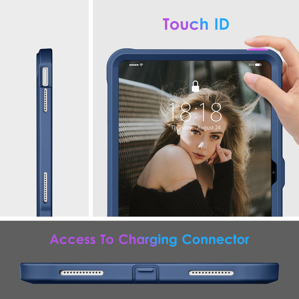 DTTO Case for iPad 10th Generation 10.9 Inch 2022 Release, iPad Case with Kickstand and Built-in Screen Protector, Durable Shockproof Full Body Protective Cover for Apple iPad 10.9 Inch - Black