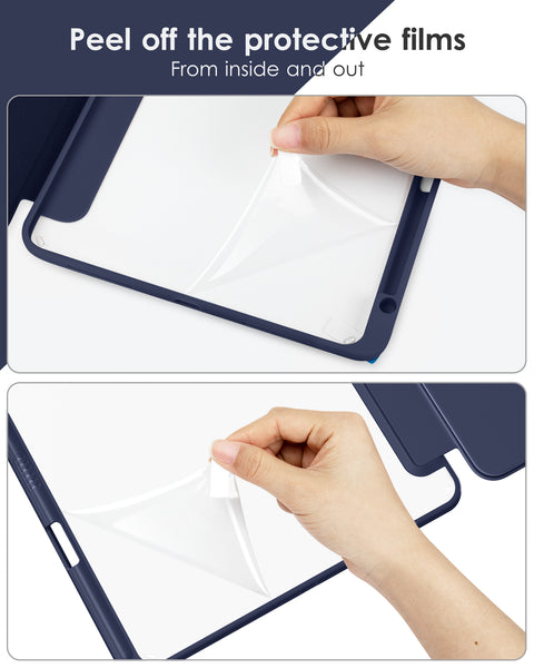 DTTOCASE for iPad Air Case 5th / 4th Generation 10.9 Inch (2022/2020),iPad Pro 11 Inch Case with Transparent Shockproof Back Cover[Built-in Pencil Holder,Auto Sleep/Wake,Camera Protection]-Blue Purple