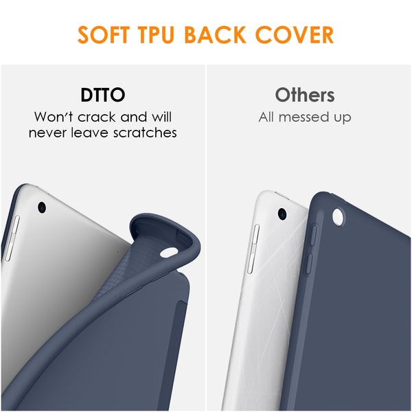 DTTO iPad 9th/ 8th/ 7th Generation 10.2 Case, Lightweight Soft TPU Back for iPad 10.2 Inch (2021/2020/2019) [Auto Wake/Sleep + Trifold Stand] - Rose Gold