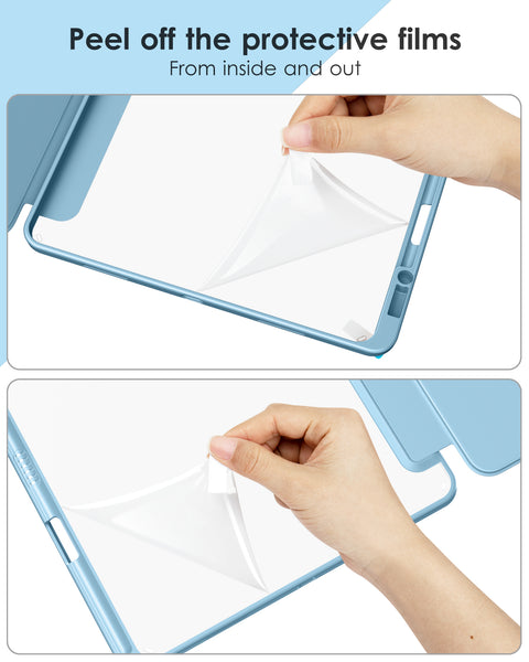 DTTOCASE iPad Pro 12.9 Case 6th / 5th / 4th / 3rd Generation 2022/2021 / 2020/2018,12.9 inch Clear Back Cover[Built-in Pencil Holder,Auto Sleep/Wake,Camera Protection] for iPad Pro-Blue Purple