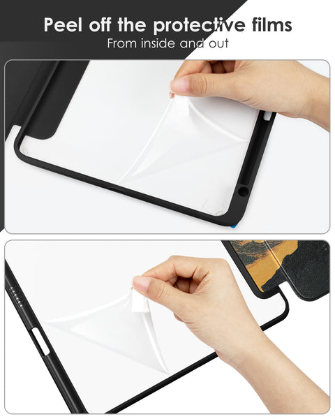 DTTOCASE iPad 10th Generation Case 2022, iPad 10.9 Inch Case with Clear Transparent Back and TPU Shockproof Frame Cover [Built-in Pencil Holder, Support Auto Sleep/Wake] -Black