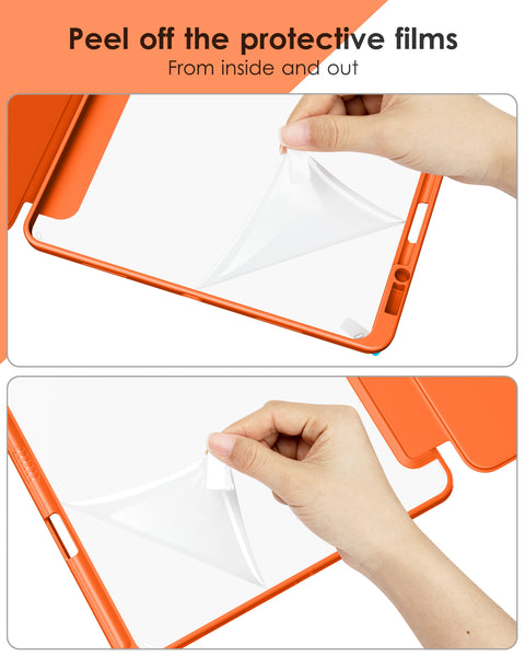 DTTOCASE iPad Pro 12.9 Case 6th / 5th / 4th / 3rd Generation 2022/2021 / 2020/2018,12.9 inch Clear Back Cover[Built-in Pencil Holder,Auto Sleep/Wake,Camera Protection] for iPad Pro-Blue Purple